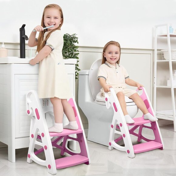 Potty Training Seat Toddler Step Stool Ultimate Stability Toilet Seat Adjustable - Picture 8 of 14